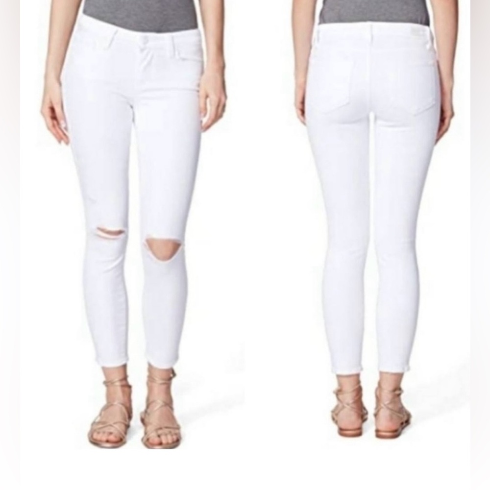 Paige Verdugo Crop White Distressed Jeans